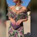 Elegant Off-Shoulder Chiffon Wrap Dress With Abstract Print - Flowy Maxi Dress For Women, Boho Chic & Casual Wear_ecoleips.com