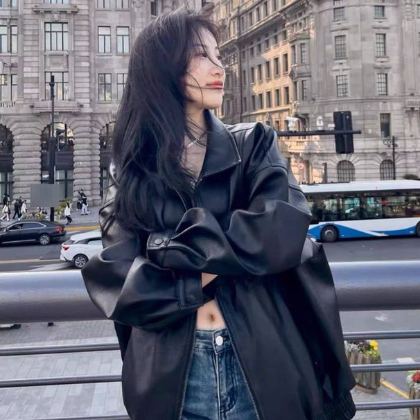 Korean Style Sleeveless PU Leather Jacket – Women’s Cropped Biker Vest, Vintage-Inspired Square Neck Coat (Black, S-L)_ecoleips.com