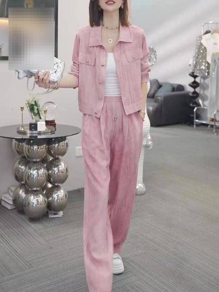 Women's Clothing Plus Size Women's Summer Fashionable Sun Protection Long Sleeved Shirt And Wide Leg Pants Loose And Simple Two Piece Set_ecoleips.com