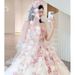 Strapless Sweetheart Neckline Wedding Dress With 3D Floral Appliques, Light Pink Princess Gown For Petite Brides_ecoleips.com