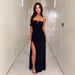 New Arrival Womens Fashion Dress Elegant Sexy Ruched Bustier Slit Slim Fitted Party Dress Summer Clothing_ecoleips.com