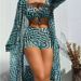 Women's Clothing Split Swimsuit Cover Up Three Piece Set Gathered Beach High Waist Flat Swimming Trunks_ecoleips.com