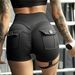 Women's clothing workwear pocket shorts for women with elastic leg rings high waist sexy summer fitness exercise yoga running_ecoleips.com