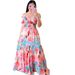 2025 New Cross-Border Spring/Summer European And American Women's Dr, Off-Shoulder Floral Fashionable Long Printed_ecoleips.com