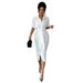 Elegant V-Neck Wrap Dress With Belt – Women’s Bodycon Midi Dress (Stretch & Wrinkle-Resistant) – Sophisticated Office & Evening Wear_ecoleips.com