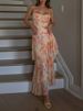 Elegant Backless Layers Mesh Gown Dress Vacation Floral Printed Long Dress Women Sexy Off Shoulder Asymmetry Straps Party Dress_ecoleips.com