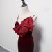 Burgundy Velvet Evening Dress – Strapless Princess Ball Gown With Bow For Banquet & Hosting (XS-XXL)_ecoleips.com