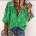 Women's Clothing Spring And Summer Star Printed Button Lapel Shirt _ecoleips.com