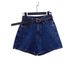 Women's High-Waisted Slimming Denim Shorts Dark Blue 2025 Summer Style Thin Loose Wide Leg A-Line Shorts_ecoleips.com