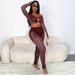 2025 Spring Summer New Women's Long Sleeve High Waist Top Crop Sexy Slim Hollow Out Set For Women_ecoleips.com