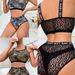 Leopard Print Leather Splicing Lace Hollow Perspective Letter Belt Sports Sexy Underwear Set Sexy_ecoleips.com