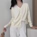 V-Neck Single Breasted Knitted Cardigan Solid Color Sweater Women's Coat Autumn And Winter New Collection Lazy Style_ecoleips.com