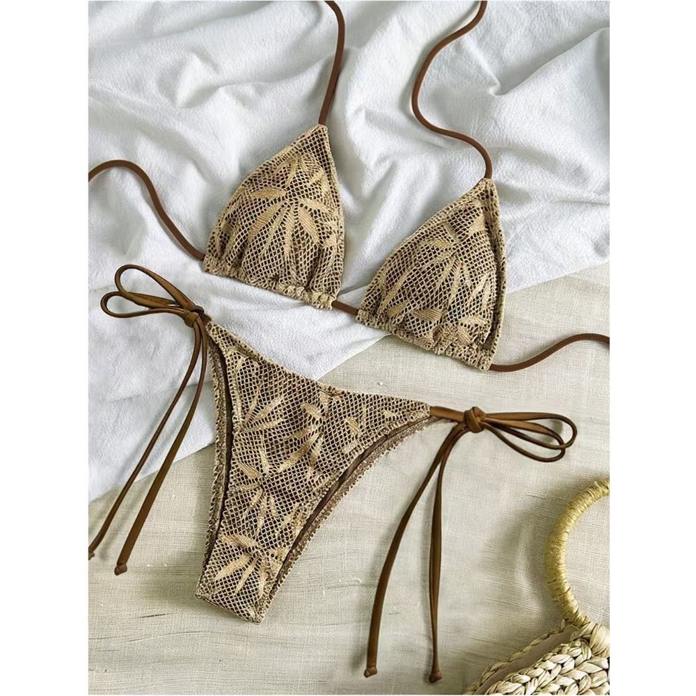 Women's Clothing Women's Style Three Piece Bikini Halter Neck Swimsuit For Vacation Beach Beach & Pool Ready_ecoleips.com
