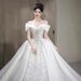Plus Size Satin Wedding Dress Off The Shoulder Heavy Duty French Style High End Texture Luxurious Main Wedding Dress For Petite Women_ecoleips.com
