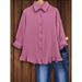 Women's Pleated Textured Shirt Ruffled Hem Button Cuffs Three Quarter Sleeves Large Stock Available Export Style_ecoleips.com