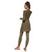 Women's Clothing Arab Swimsuit Two Piece Conservative Beach Surfing Sun Protection Swimsuit Solid Color Long Sleeves_ecoleips.com