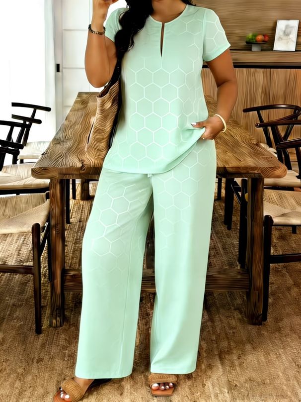 Women's Clothing Women's Camouflage V-Neck Short-Sleeved Top And Casual Pants Set Style For Formal & Casual For Women_ecoleips.com