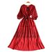 Women's Bohemian Style Embroidered Dress Three Quarter Sleeve Tie Waist Slimming over the Knee Long Skirt Summer Style_ecoleips.com