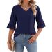 Women’S Floral Cutout Bell Sleeve Blouse – Breathable Polyester V-Neck Top, Boho Chic Loose Fit Tunic (Yellow/Red/Leopard Print, Sizes S-Xxxl)_ecoleips.com