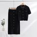 Women's Clothing high grade knitted suit spring and autumn new sweet and gentle short sleeved dress, two pieces_ecoleips.com