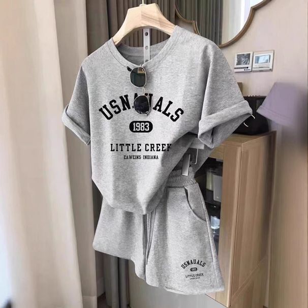 Women's Clothing Sports Leisure Running Suit Women's Fashionable Age Reducing Short Sleeved Shorts Two Piece Suit_ecoleips.com
