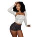 Women's Sexy Contrast Color 3-Piece Outfit Long Sleeve Draped Cape Polka Dot Shorts Set Retro Streetwear Black White XS XL_ecoleips.com