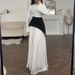 Women's Clothing New Solid Color Long Sleeve Round Neck Splicing Slim Hip Dress_ecoleips.com