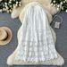 Women's Clothing Spring Gentle Style High Waist Slim Hollow Lace Splicing A Line Mid Length Skirt_ecoleips.com