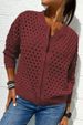 Women's Casual Knit Zip-Up Jacket With Lace Detailing - Breathable Cotton Blend, Versatile Open Front Cardigan For Everyday Wear_ecoleips.com