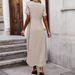Women's Clothing Casual Loose Long Sleeve V Neck Pocket Party Cotton And Linen Dress For Women_ecoleips.com
