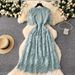 Vintage-Inspired Heavy Embroidered Lace Dress With Peplum Waist – Floral French Elegance Short Sleeve Midi Dress_ecoleips.com