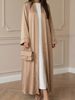 Modern Color-Block Open Front Cardigan Dress For Women - Solid Color Long Sleeve Casual Tunic Dress_ecoleips.com