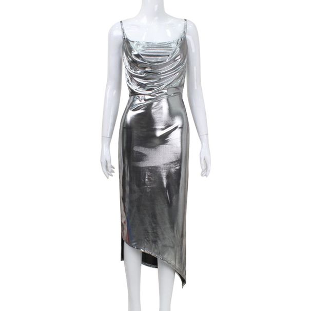 Women's Clothing Hot Sale Sexy Backless Swaying Collar Suspender Skirt Hot Stamping Slit Pure Desire Hot Girl Dress Long_ecoleips.com