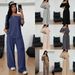Women's Solid Color Off Shoulder Suit Casual Sportswear Two Piece Set Lazy Loungewear Loose Comfortable Wide Leg Pants_ecoleips.com