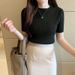 Summer New Women's Slim Fit Knitted Short Sleeve Pullover Sweater round Neck Base Layer Top plus Size Clothes_ecoleips.com