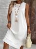 Women's Clothing Round Neck Solid Color Sleeveless Summer Large Size Casual Elegant Women's Dress_ecoleips.com