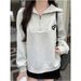 Real Shot Of Foreign Trade Women's Half-zip Polo Collar Long-sleeve Sweatshirt, Spring And Autumn Thin Loose-fitting_ecoleips.com