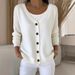 Elegant V-Neck Button Cardigan For Women - Lightweight Knit Sweater With Relaxed Fit, Versatile Layering Piece (S-5XL, 7 Colors)_ecoleips.com