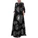 Cross-border Foreign Trade Women's Clothing: Cotton-linen Printed Shirt, Robe, Long Skirt, Round-neck Vintage_ecoleips.com