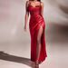 Women's Clothing Solid Color Suspender Hollow Back Strap Fishbone Waist Slit Pleated Long Skirt_ecoleips.com