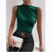 Women's Clothing High-Neck Pleated Sleeveless T-Shirt – Lightweight & Stylish For Spring & Summer_ecoleips.com
