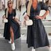 Women's Clothing Fashion Long Skirt V Neck Short Sleeve Loose Denim Long Button Dress_ecoleips.com