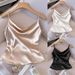 Women's Fashion Satin Camisole - Slim Fit Pure Color Tank Top With Ultra-Thin Straps (Apricot/Black/White)_ecoleips.com