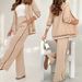 Women's Solid Color Ribbed 2 Piece Suit Fashion Commuting Set Temperament Pant Ensemble For Spring/Autumn Summer_ecoleips.com