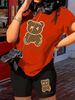 Summer Women's Casual And Fashionable Cartoon Bear Pattern Print Loose T-shirt+shorts Two-piece Sportswear Suitable For Daily Wear-94_ecoleips.com