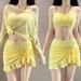 Plus Size Women's Three Piece Swimsuit Set Long Sleeved Sun Protective Solid Color Ideal For Slightly Chubby Girls Hot Springs And Vacations_ecoleips.com