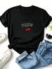 Women Crew Neck Short Sleeve T Shirt Paris Amour Cherries Letter Graphic Tee Retro French Style Loose Casual Summer Streetwear Tops_ecoleips.com