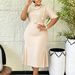 African Summer Women's Dress Solid Color Round Neck Short Sleeve Fashionable Commuting Slim Fit Plus Size_ecoleips.com