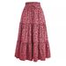 Women's Floral Print Bohemian Wrap Skirt - Elastic Waist A-Line Midi Skirt For Summer Vacation & Casual Wear_ecoleips.com