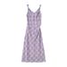 SW Pink And Purple Plaid V-neck With Twited Houlder Trap For Women, 2026 Ummer New Tyle, Pleated Wait Deign_ecoleips.com